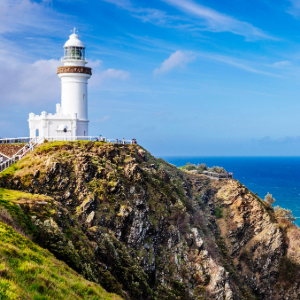 Lighthouse sitting on a rocky cliff