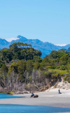 Group of travellers resting during Hollyford Track