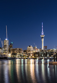 View of Auckland Harbour at night
