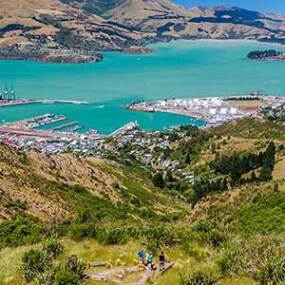 The view over Lyttleton Harbour in Christchurch