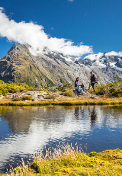 Couple walking Routeburn Track