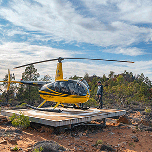Helicopter on an outback landing pad at Rawnsley Park