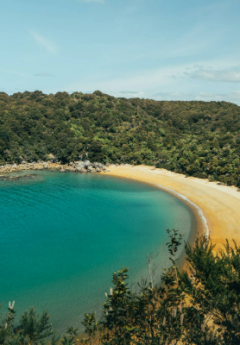 Aerial shot of Abel Tasman remote beaches