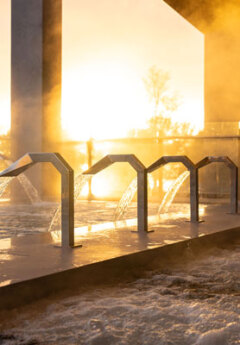 Spa pools with a sunny glow