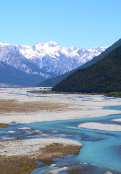 View of Arthurs Pass National Park on a sunny day