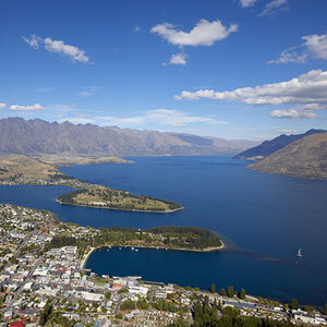 Aerial View of Queenstown and Lake Wakatipu
