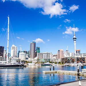View of Auckland Harbour on a sunny day