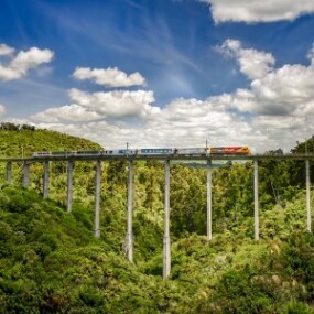 The Northern Explorer Train passing over the Hapuawhenua Viaduct