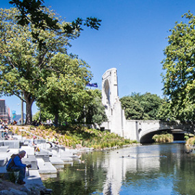 Relaxing by the Avon River and the Bridge of Remembrance