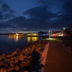 View of Paihia seafront at night, Bay of Islands
