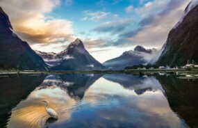Reflective waters of Milford Sound