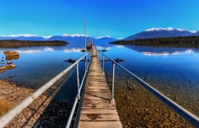 Wooden jetty into Lake Te Anau