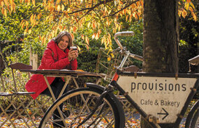 GP guest enjoying a warm drink in Arrowtown