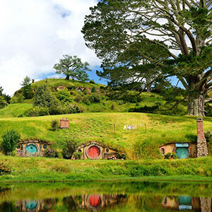 Image of Hobbit holes in Hobbiton, Matamata