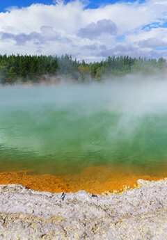 Thermal Champagne Pool foaming near Rotorua, New Zealand