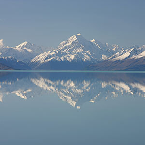 Reflections in the pristine waters of Lake Tekapo, Mt Cook National Park
