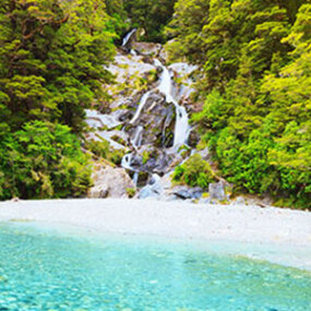 Stop along the Haast Pass to capture the beautiful waterfalls