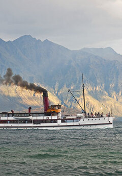 TSS Earnslaw cruising Lake Wakatopu near Queenstown