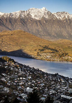 View of Queenstown and Remarkables mountain range