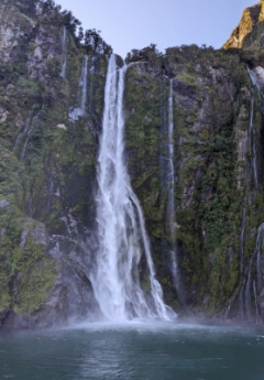 Water rushing down a waterfall
