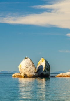 Big rock formation split like an apple