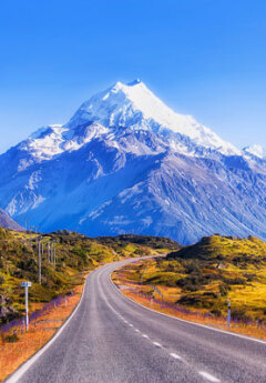 View of Aoraki Mt Cook from road