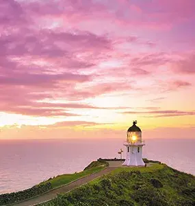 Lighthouse in Cape Reinga at dusk