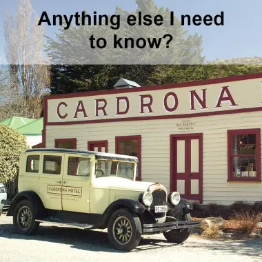 Old car parked outside historic Cardrona Tavern near Wanaka NZ