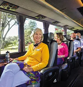 Passengers on board a luxury tour coach in New Zealand