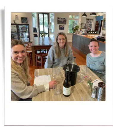 Camilla, Kayla and Chelsea at a winery in Marlborough