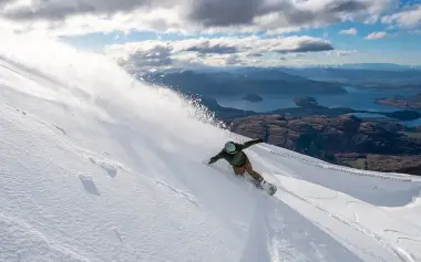 Snowboarder at Treble Cone, Wanaka