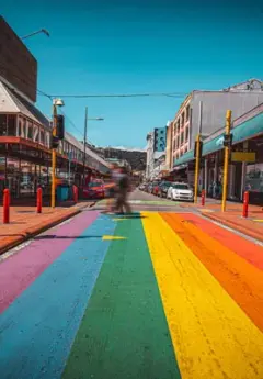 Rainbow crosswalk in Wellington City