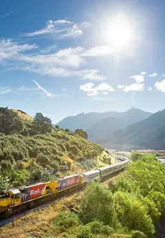 TranzApline Train running through the Southern Alps