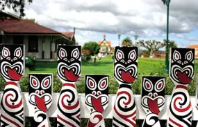 Maori themed fence panelling