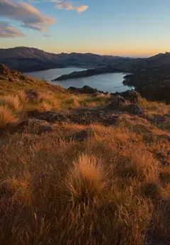 View of Port Hills mountain range near Christchurch