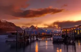 Sunset in Queenstown Harbour