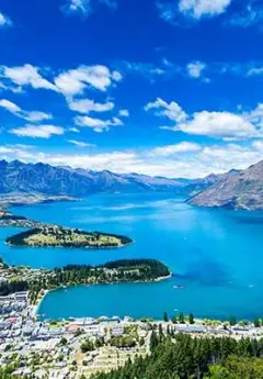 Aerial view of Queenstown and Lake Wakatipu