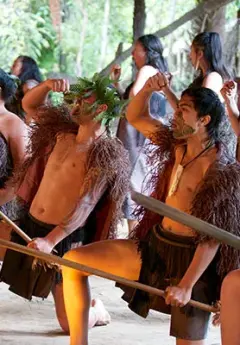 Maori performers during Maori cultural experience in Mitai village