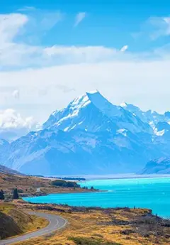 A road leading towards Mount Cook National Park