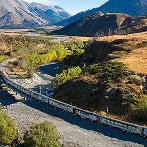 Travel across New Zealand on the TranzAlpine train