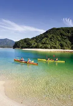 Couples kayaking in Abel Tasman National Park