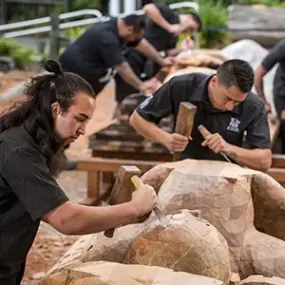 Wood carving at Te Puia Maori Art Institute