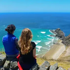 Enjoying the view over Cape Reinga