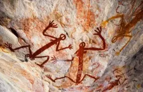 Aboriginal artwork on a cave wall in the National Park