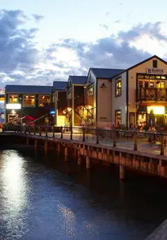 View of Steamer Wharf, Queenstown at sunset