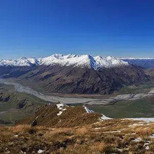 View of Lake Wanaka from local ski field Treble Cone