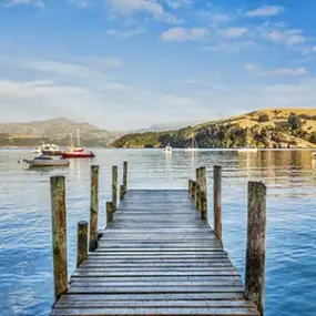 The old jetty over the lake in Akaroa