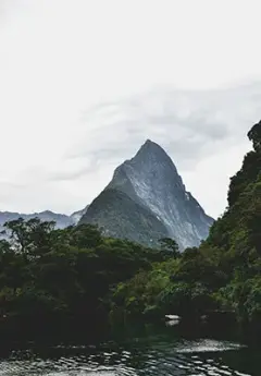 Looking out at Mitre Peak from the water