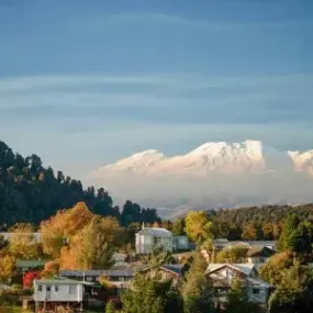 Ohakune township looking onto Mt Ruapehu