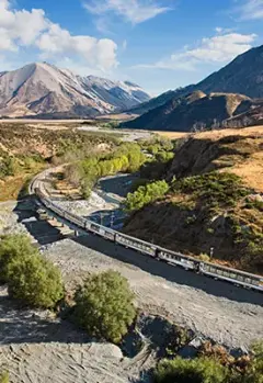 Tranzalpine train heading towards Arthurs Pass